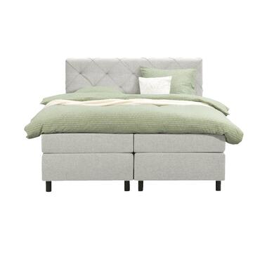 Boxspring Liv geruit - ecru - 160x200 cm - ronde poot - Leen Bakker