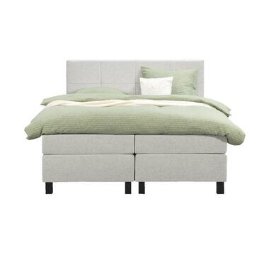 Boxspring Liv geblokt - ecru - 160x200 cm - vierkante poot - Leen Bakker