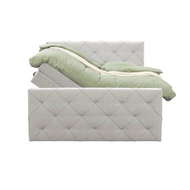 Boxspring met opbergruimte en voetbord Liv geruit - ecru - 160x200cm - Leen Bakker