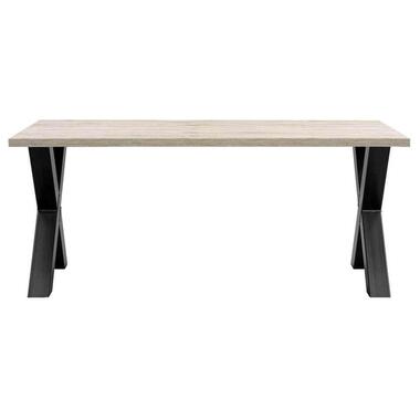 Eetkamertafel Jens - grijs eikenkleur/zwart - 76x183,5x100 cm - Leen Bakker