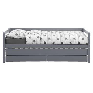 Bed Ties met bedverhoger - antraciet - 90x200 cm - Leen Bakker