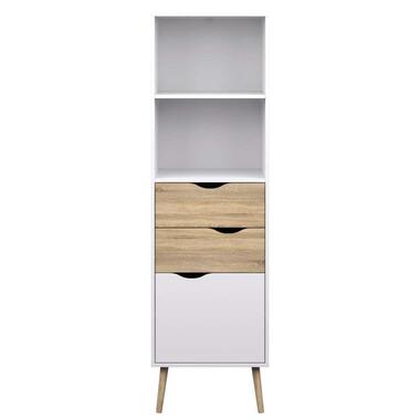 Boekenkast Delta - wit/eikenkleur - 171,3x50,1x39 cm - Leen Bakker