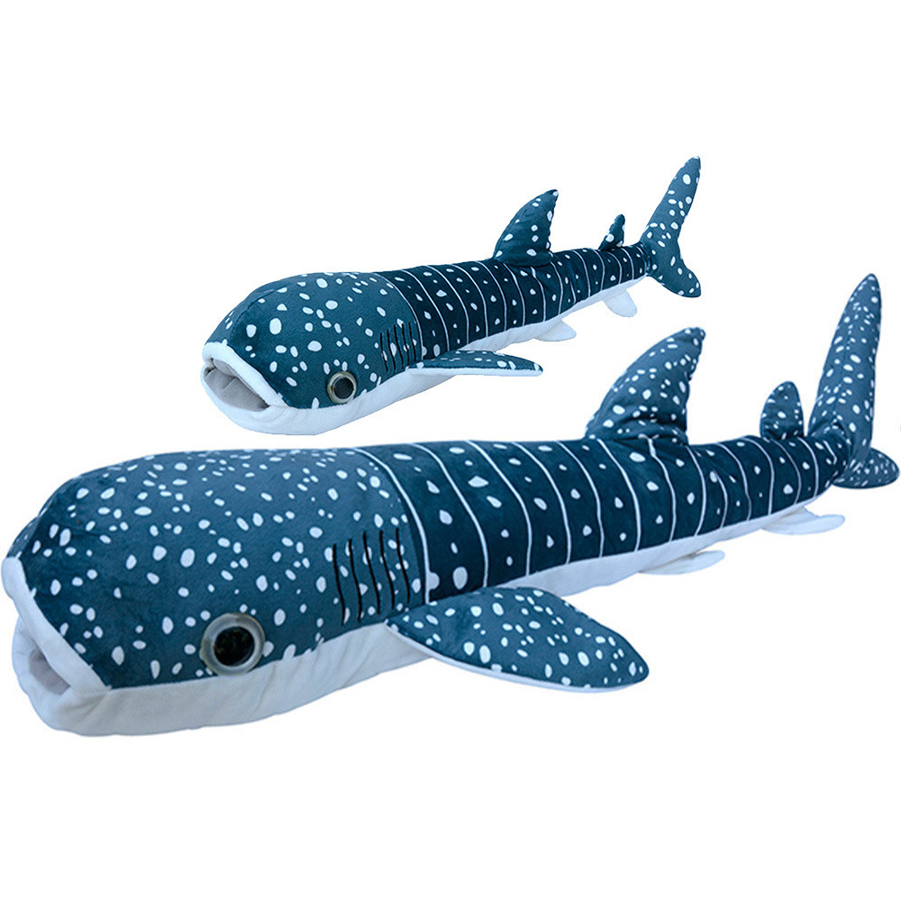 Pluche walvishaai knuffeldier - set 2x - zwemmend - 60 en 112 cm -
