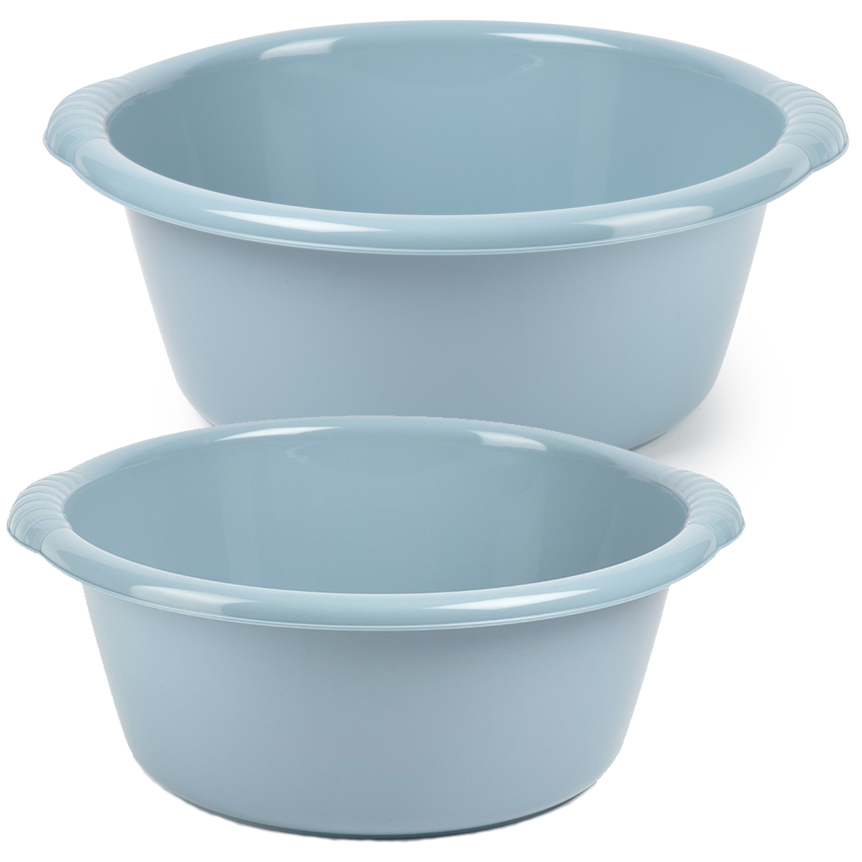 Afwasbak teil - set van 2 formaten - 15 en 20 liter - licht blauw - kunststof -