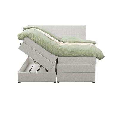 Boxspring met opbergruimte Liv geblokt - ecru - 180x200 cm - Leen Bakker