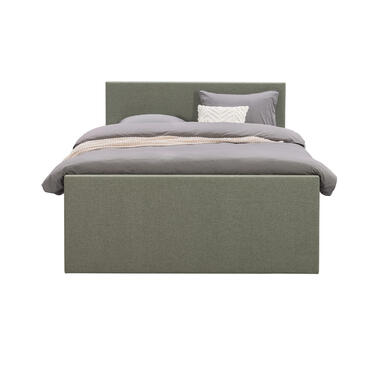 Boxspring met voetbord Liv egaal - groen - 180x200 cm - slanke poot - Leen Bakker