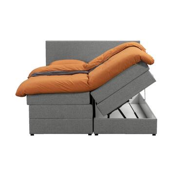 Boxspring met opbergruimte Liv egaal - lichtgrijs - 180x200 cm - Leen Bakker