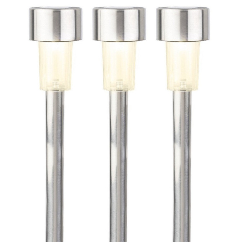 Buiten prikspot solar - 3x - LED - zilver - H36 cm - warm wit -