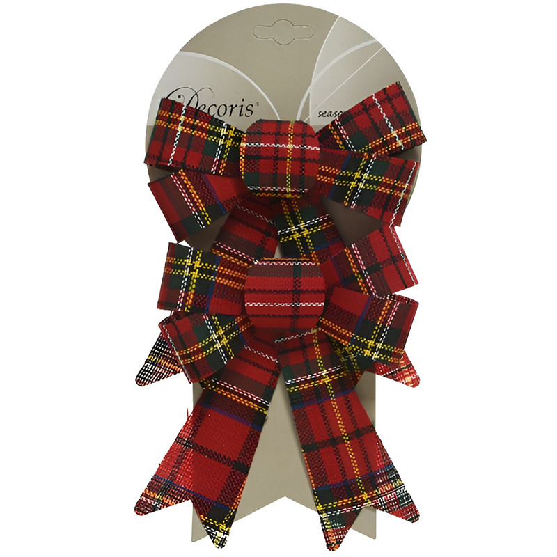 Kerstboomversiering 2x geruite strikken 17 cm -