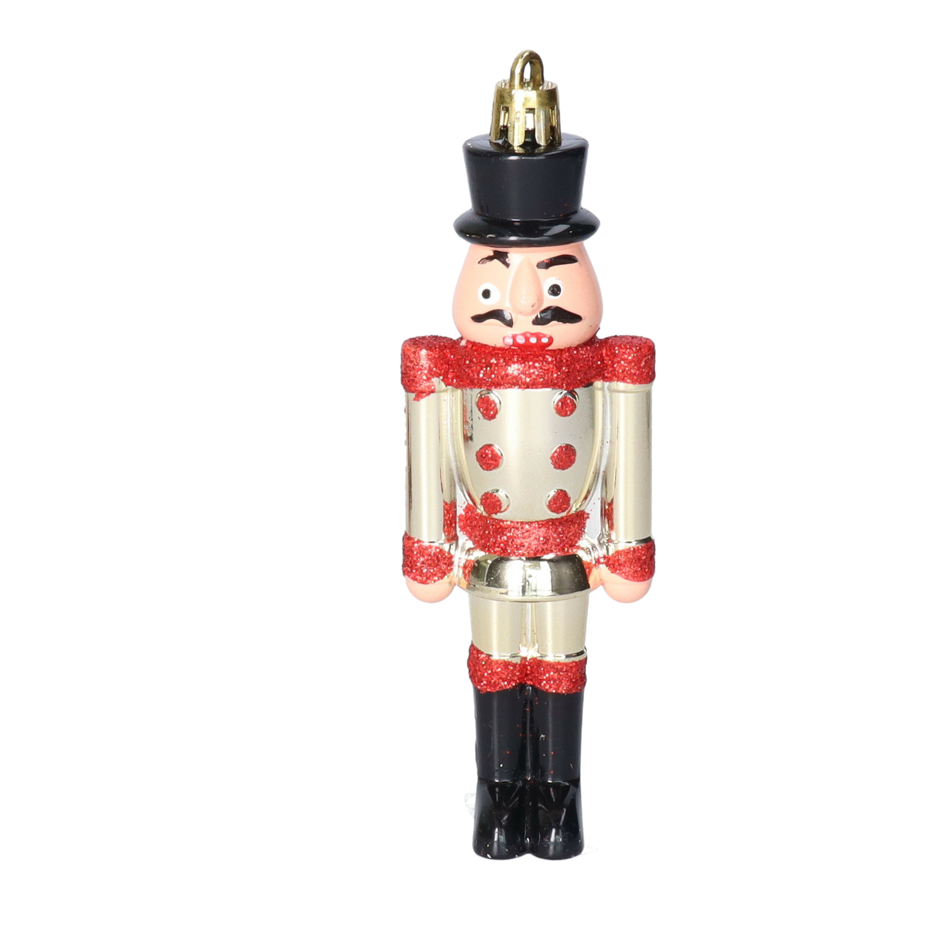 Kerstboomhanger notenkraker - poppetje/soldaat - goud -12 cm - kunststof -