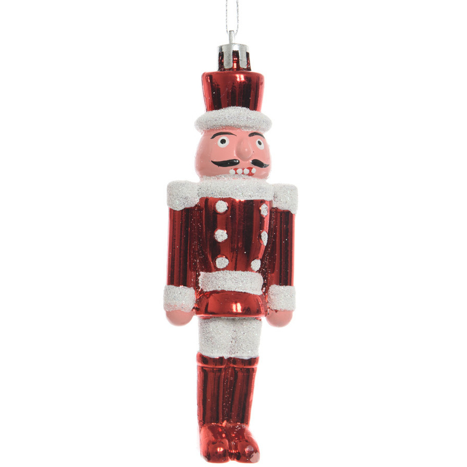 1x Kersthangers notenkrakers poppetjes/soldaten rood/wit 12,5 cm -