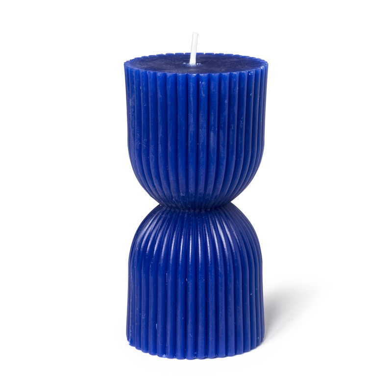 Kaars zandloper - blauw - ø6x12 cm