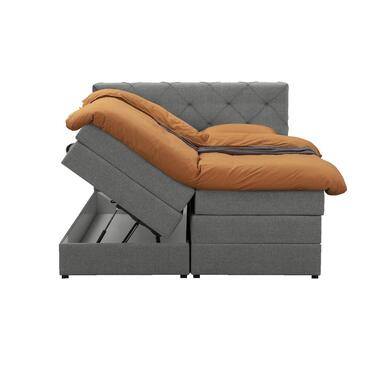Boxspring met opbergruimte Liv geruit - lichtgrijs - 140x200 cm - Leen Bakker