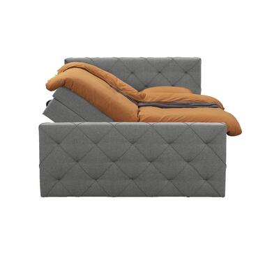 Boxspring met opbergruimte en voetbord Liv geruit - lichtgrijs - 140x200cm - Leen Bakker