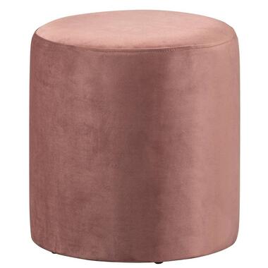 Hocker Wenen - velvet - roze - 40xØ37 cm - Leen Bakker