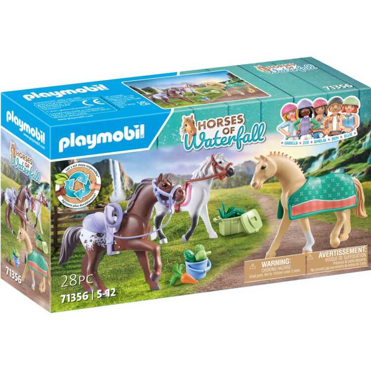 PLAYMOBIL Horses of Waterfall - 3 paarden met accessoires constructiespeelgoed 71356