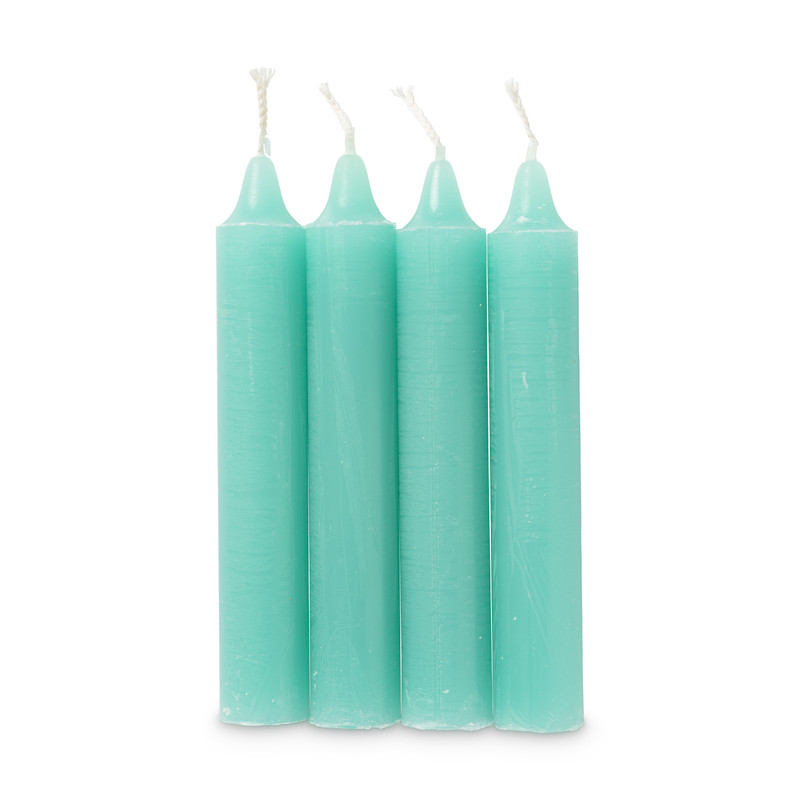 Dinerkaarsen rustiek kort - groen - set van 4
