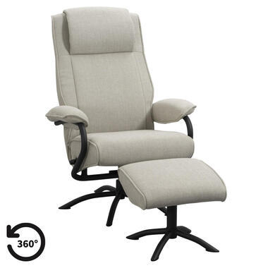 Relaxfauteuil Vincent incl. hocker - zand - Leen Bakker