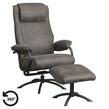 Relaxfauteuil Vincent incl. hocker - antraciet - Leen Bakker