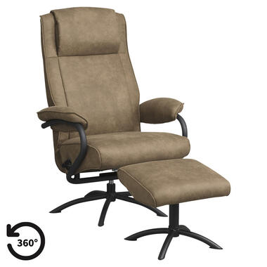 Relaxfauteuil Vincent incl. hocker - taupe - Leen Bakker