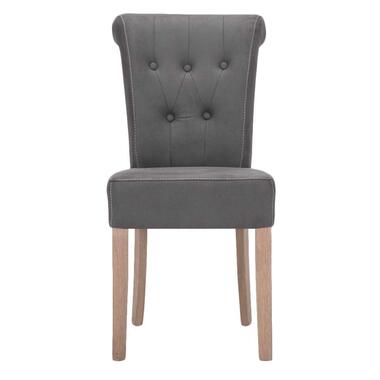 Eetkamerstoel Serra - lederlook - grijs (2 stuks) - Leen Bakker