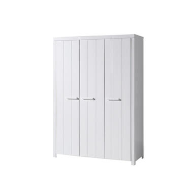 Vipack kledingkast Erik 3-deurs - wit - 205x144x55 cm - Leen Bakker