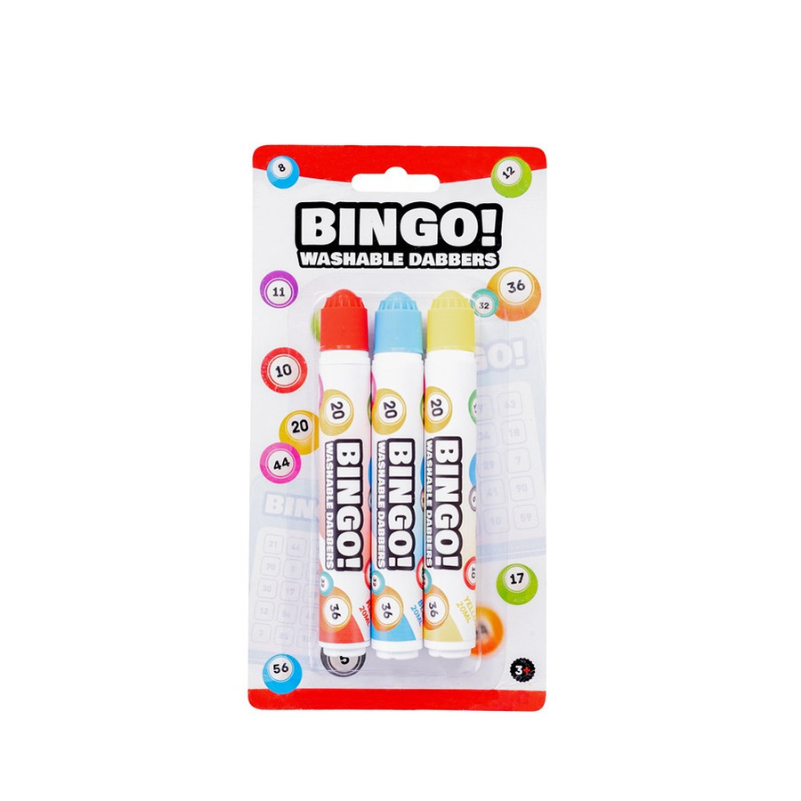 Bingo stiften/markers/dabbers - 3x - blauw/geel/rood - 20 ml -