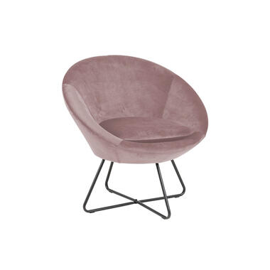 Fauteuil Forli - fluweel - roze - Leen Bakker