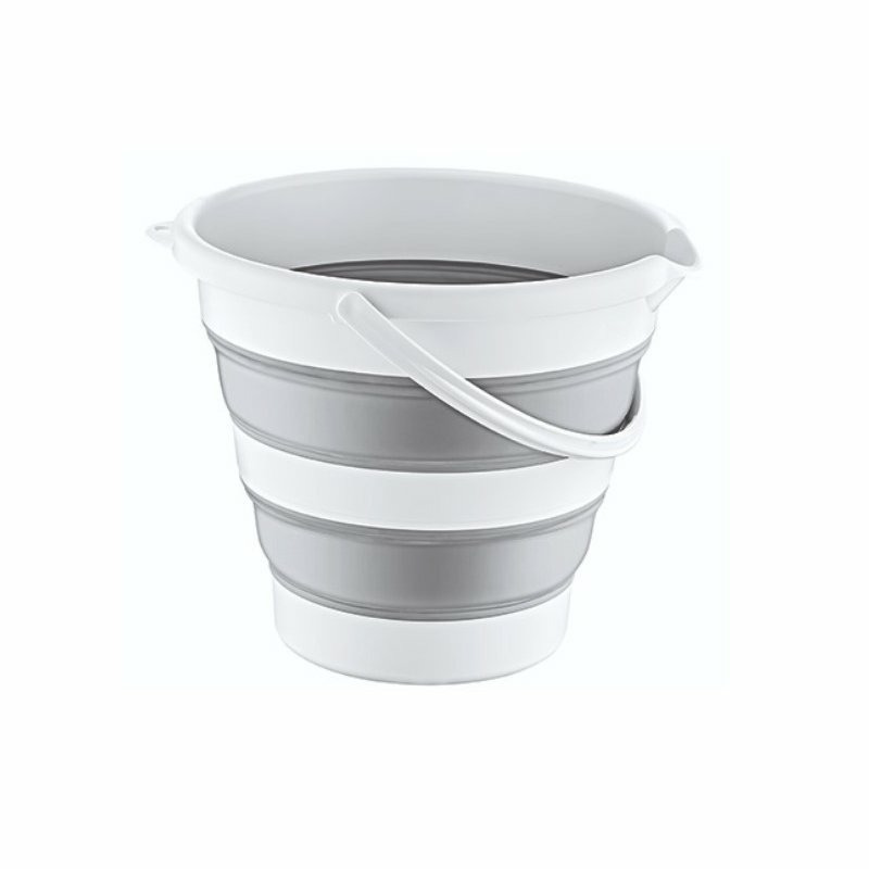 Emmer opvouwbaar - 12L - grijs/wit - kunststof en rubber - Camping emmer -