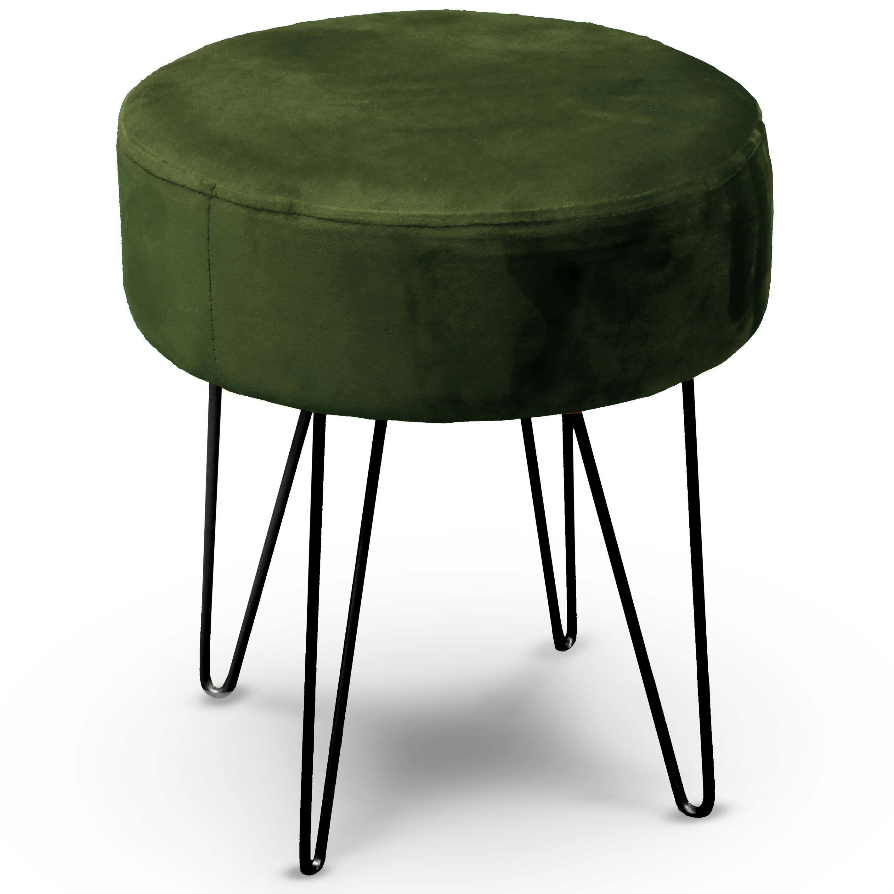 Velvet kruk Davy - groen - metaal/stof - D35 x H40 cm - bijzet stoeltjes -