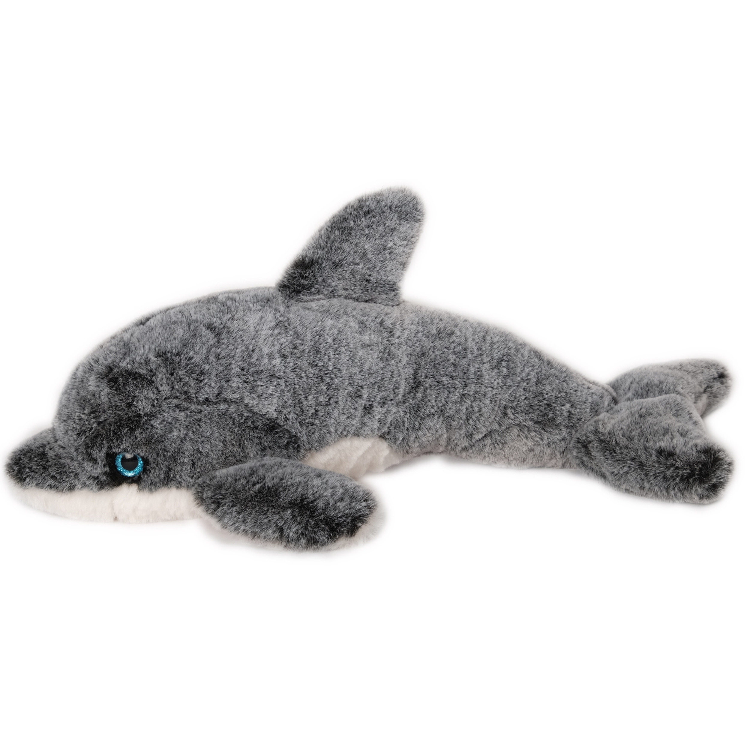 Inware pluche dolfijn knuffeldier - grijs/wit - zwemmend - 34 cm -