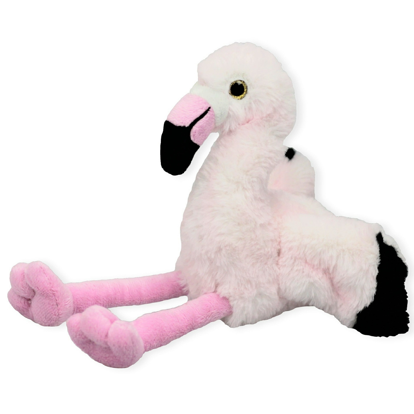 Inware pluche flamingo vogel knuffeldier - roze - zittend - 16 cm -