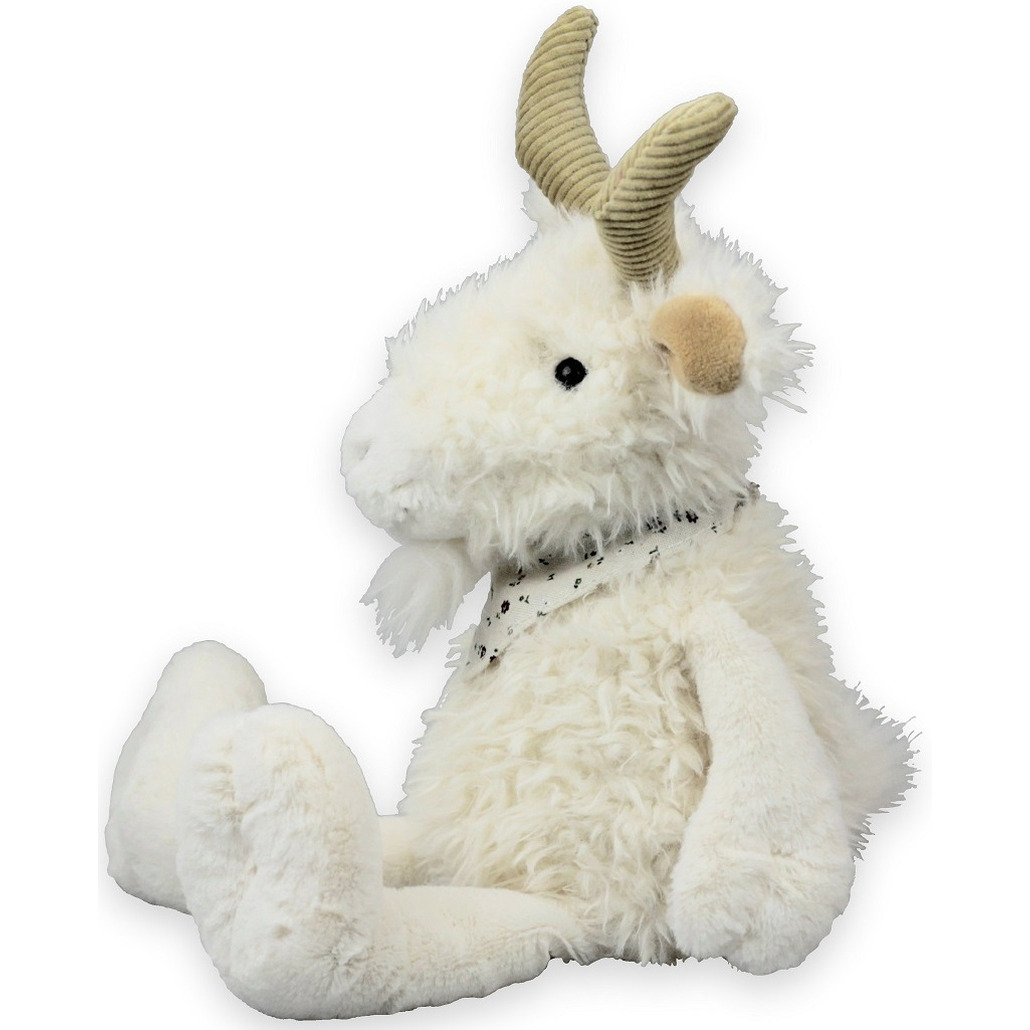Inware pluche geit knuffeldier - wit - zittend - 19 cm -