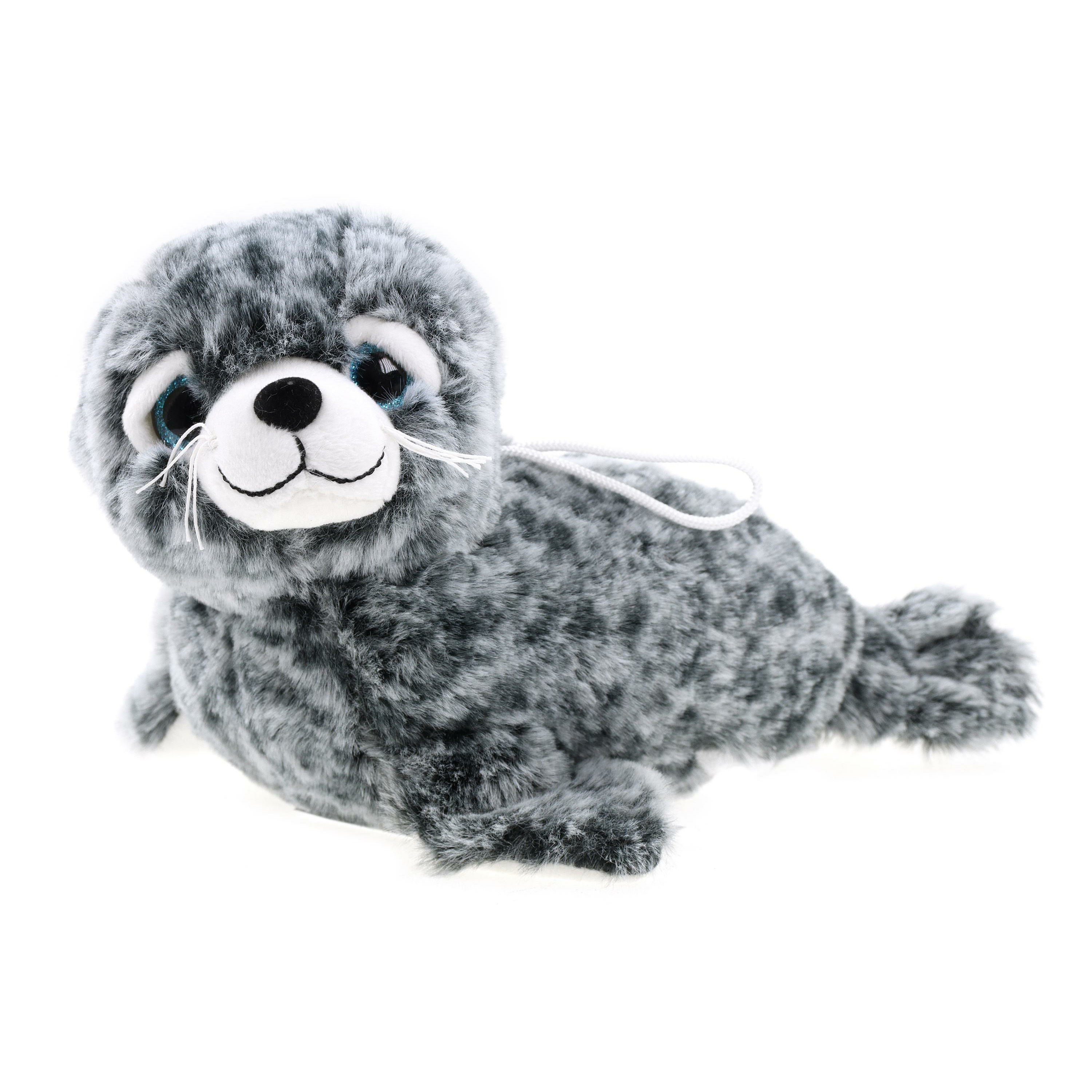 Creation pluche Zeehond knuffeldier - grijs/wit - liggend - 25 cm -