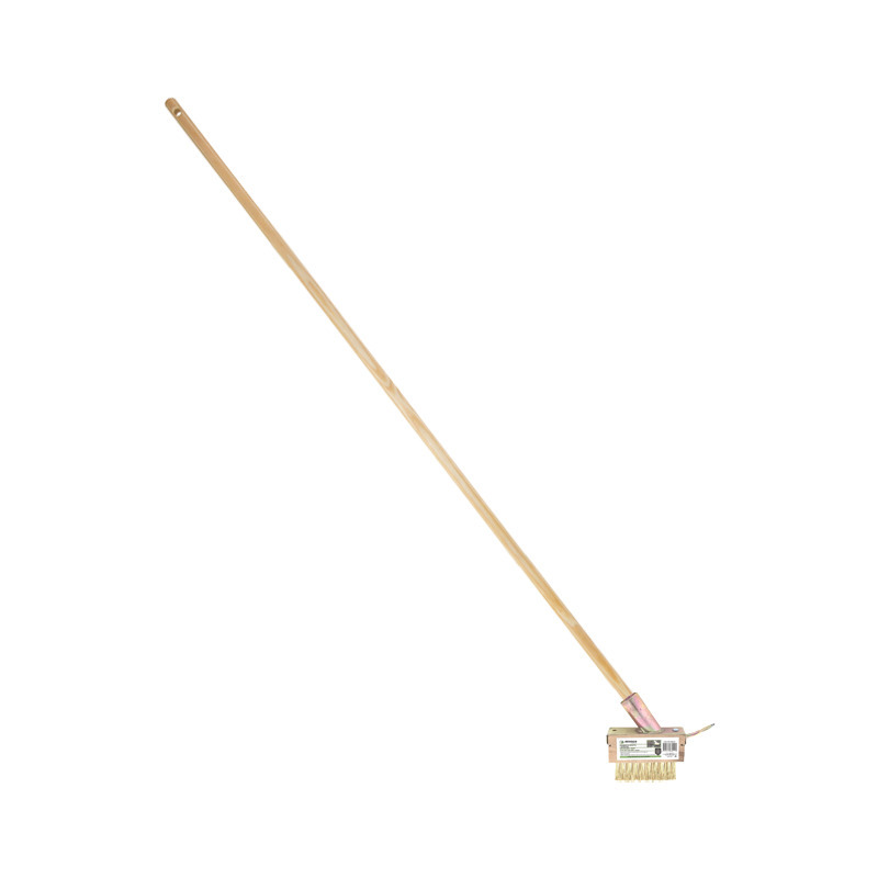 Onkruid borstel / voegen krabber - messing - 3 rijen - met steel en schraper - 120 cm -