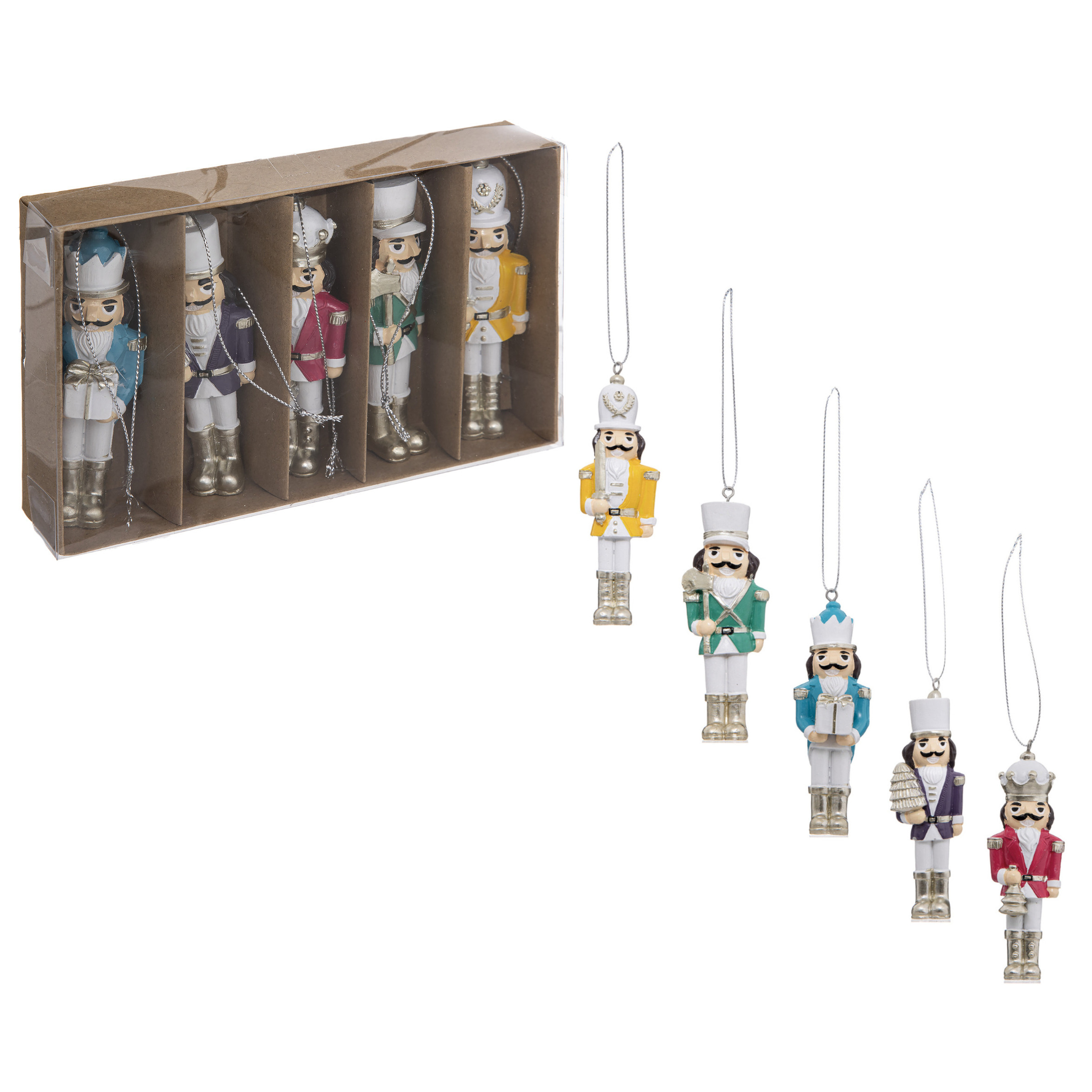 Kersthangers - kerst figuurtjes - 5x - gekleurd - kunststof - 10 cm -