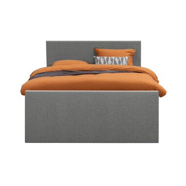 Boxspring met voetbord Liv egaal - lichtgrijs - 140x200 cm - ronde poot - Leen Bakker