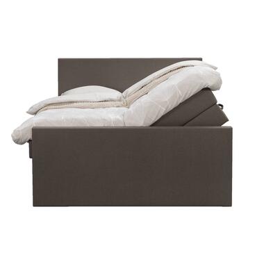 Boxspring met opbergruimte en voetbord Liv egaal - donkerbruin - 160x200cm - Leen Bakker