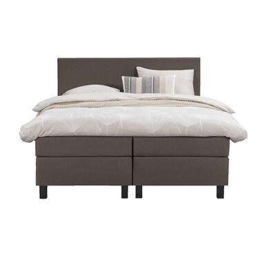 Boxspring Liv egaal - donkerbruin - 160x200 cm - vierkante poot - Leen Bakker
