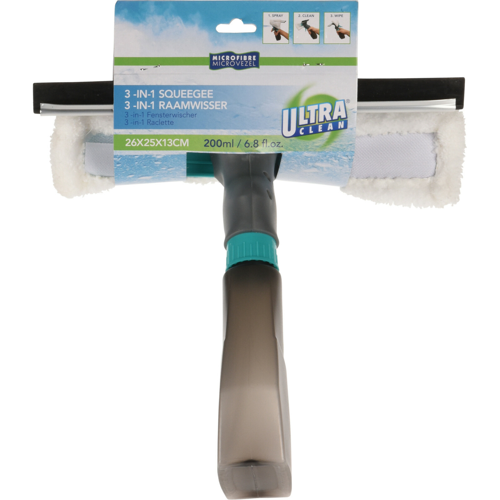 Raamwisser/Raamtrekker - 3 in 1 - zwart - kunststof - 26 cm -