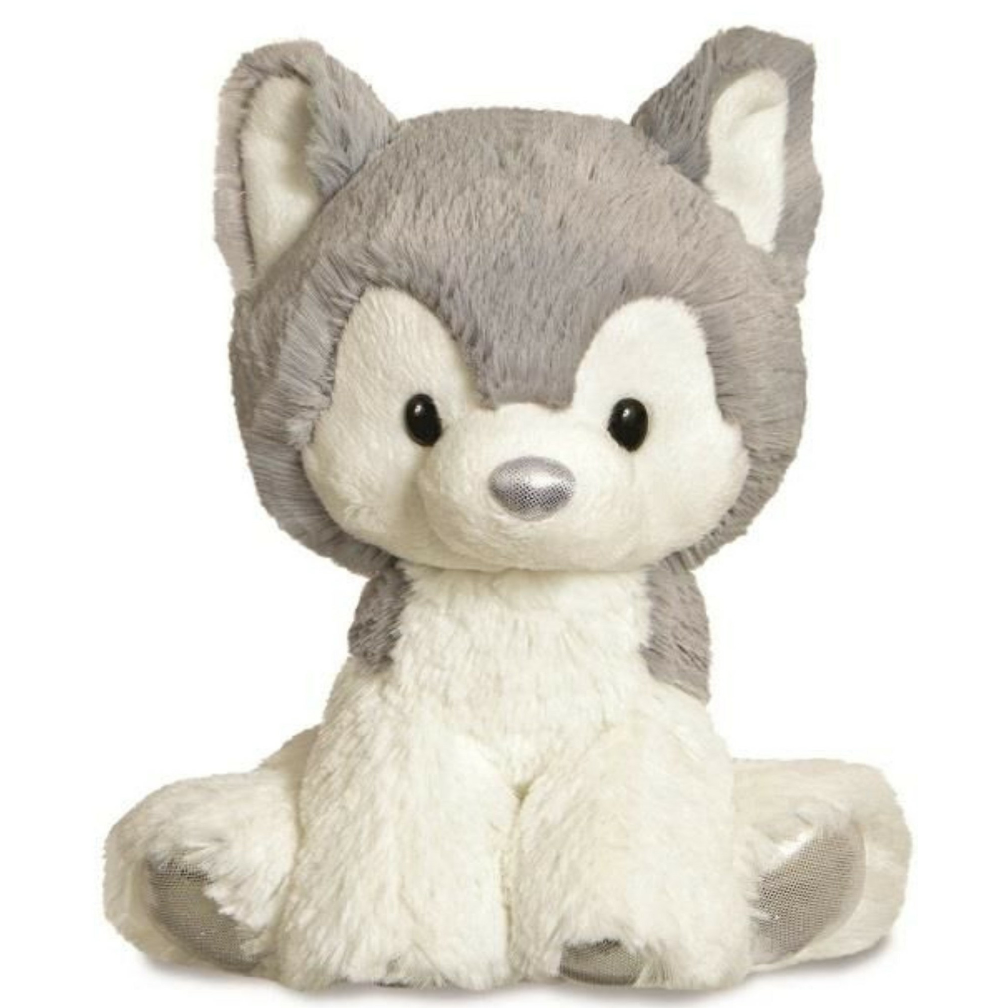 Pluche knuffeldier husky hond - grijs/wit - 20 cm - honden thema -