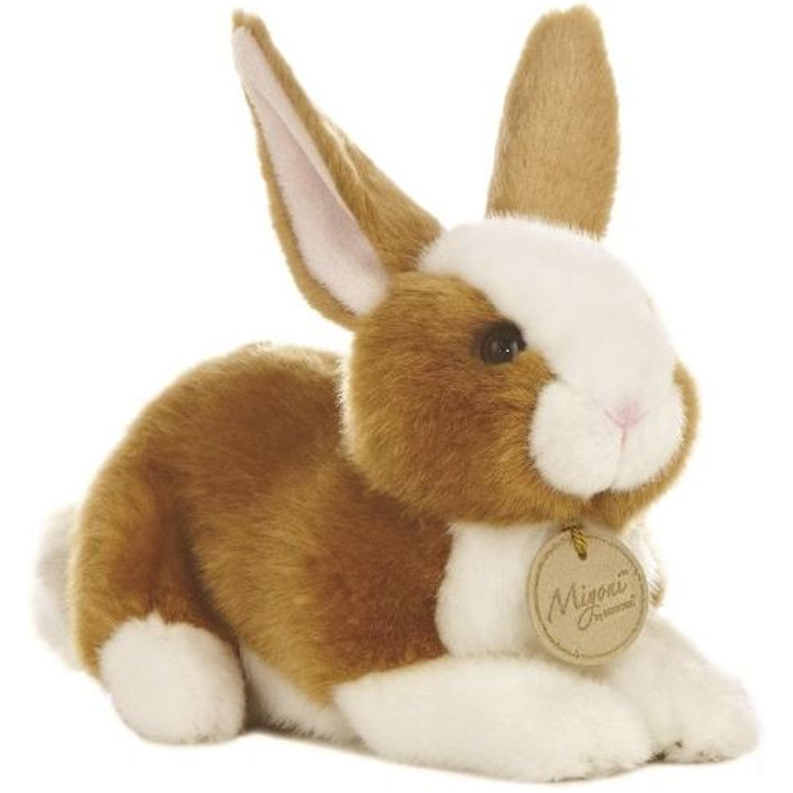 Pluche knuffeldier konijn - lichtbruin/wit - 20 cm - bosdieren thema -