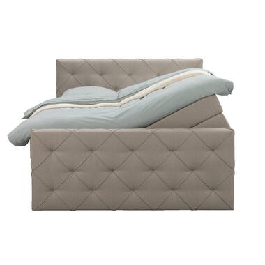 Boxspring met opbergruimte en voetbord Liv geruit - beige - 140x200cm - Leen Bakker
