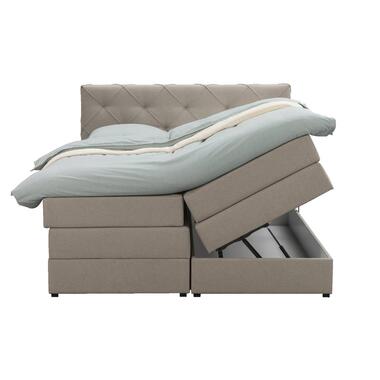 Boxspring met opbergruimte Liv geruit - beige - 140x200 cm - Leen Bakker