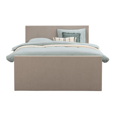 Boxspring met voetbord Liv egaal - beige - 180x200 cm - slanke poot - Leen Bakker