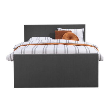Boxspring met voetbord Liv egaal - antraciet - 140x200 cm - vierkante poot - Leen Bakker