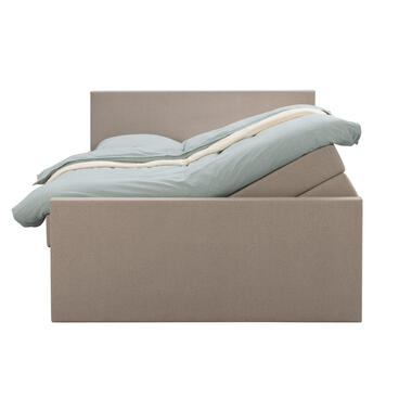 Boxspring met opbergruimte en voetbord Liv egaal - beige - 180x200cm - Leen Bakker
