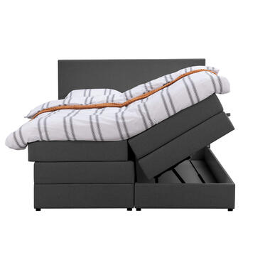 Boxspring met opbergruimte Liv egaal - antraciet - 180x200 cm - Leen Bakker