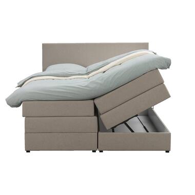 Boxspring met opbergruimte Liv egaal - beige - 140x200 cm - Leen Bakker