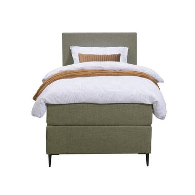 Boxspring Liv egaal - groen - 90x200 cm - slanke poot - Leen Bakker